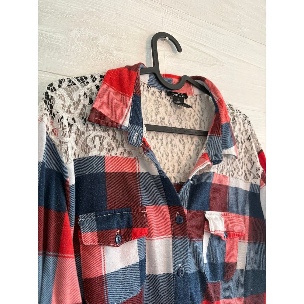 Lace flannel button up - Picture 2 of 4